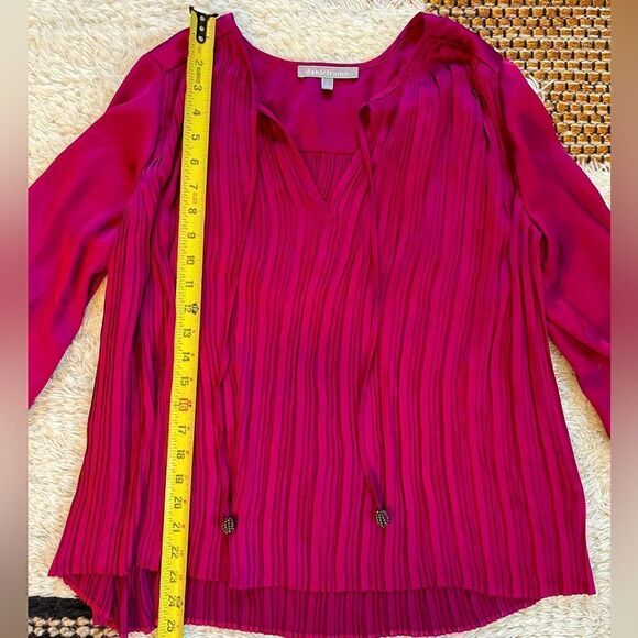 Anthropologie Pink Pleated Blouse with beaded tassels - Picture 5 of 6